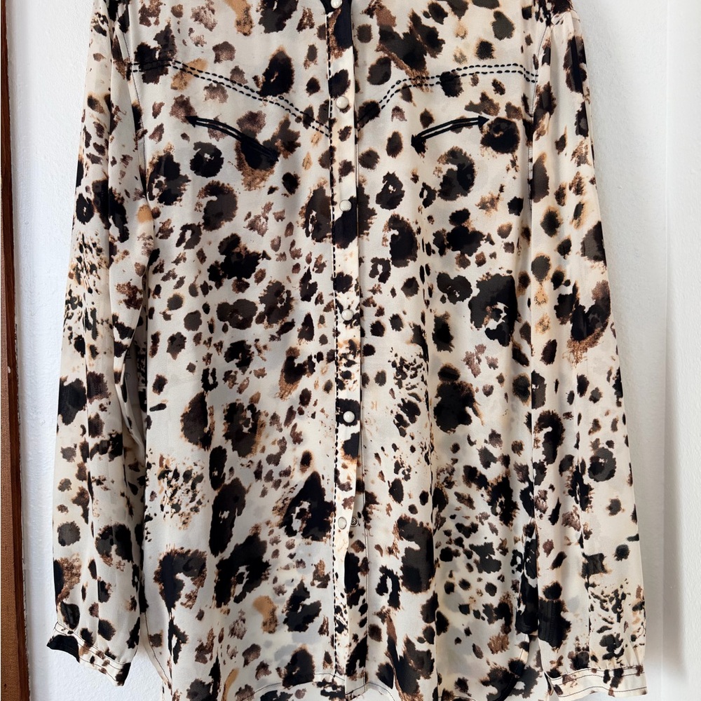 Double D Ranch Leopard Print Blouse - image 1